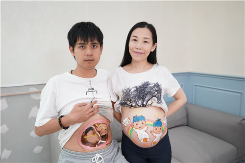 肚皮彩绘,创意炫腹